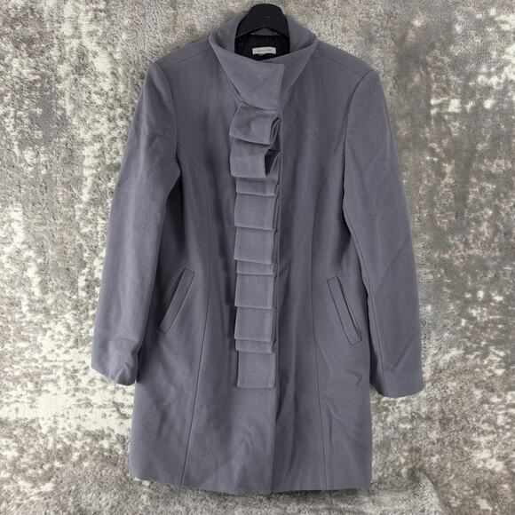 Garnet Hill Jackets & Blazers - Garnet Hill Size 8 Wool Blend Coat Gray Snap Button Long‎ Sleeve Outdoor